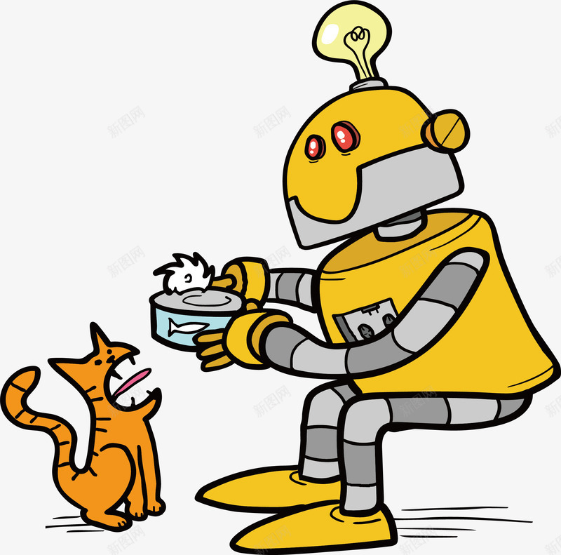 喂养宠物的机器人矢量图ai免抠素材_88icon https://88icon.com 保姆机器人 卡通机器人 喂养宠物 宠物保姆 机器人 矢量png 矢量图