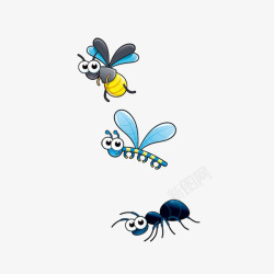 蜻蜓蜜蜂小蚂蚁卡通形象素材