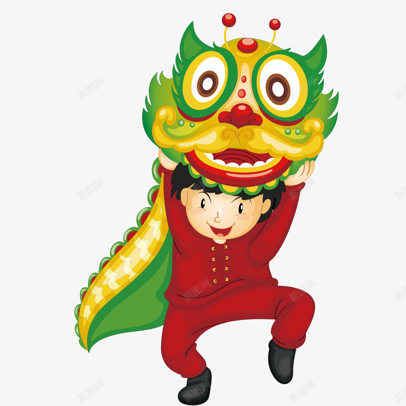 舞龙人png免抠素材_88icon https://88icon.com 中国风 耍狮子 节日 装饰