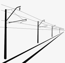 公路电线杆背景手绘黑色公路电线杆图标高清图片