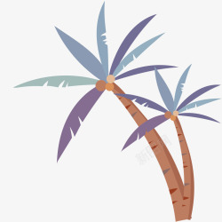 海边椰树插画矢量图素材