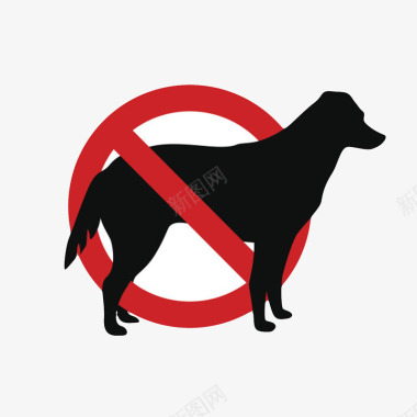 毛茸宠物卡通动物警告牌禁止宠物入内图案图标图标