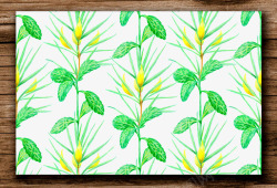 手绘植物图案木纹边框素材