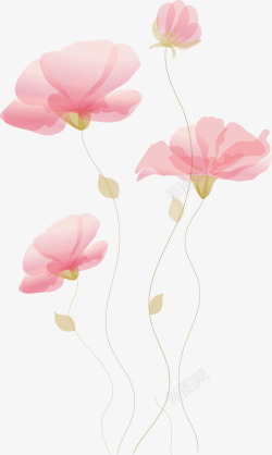 手绘粉色温馨花朵素材