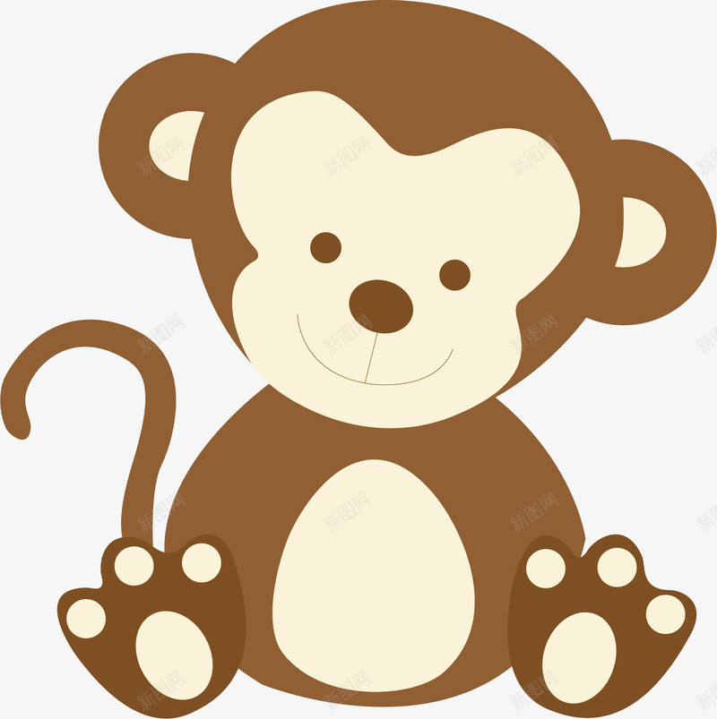 可爱的小猴子矢量图ai免抠素材_88icon https://88icon.com 动物 可爱 呆萌 宠物 小猴子 棕色 水彩 矢量图