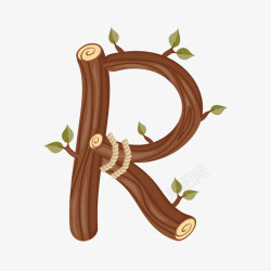 木纹创意字母R艺术字素材