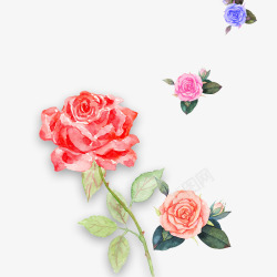 粉色手绘水粉玫瑰花装饰图案素材