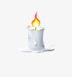 手绘白色燃烧蜡烛素材