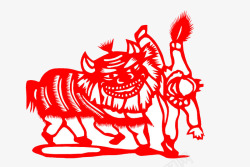 中国传统狮子舞狮剪纸高清图片