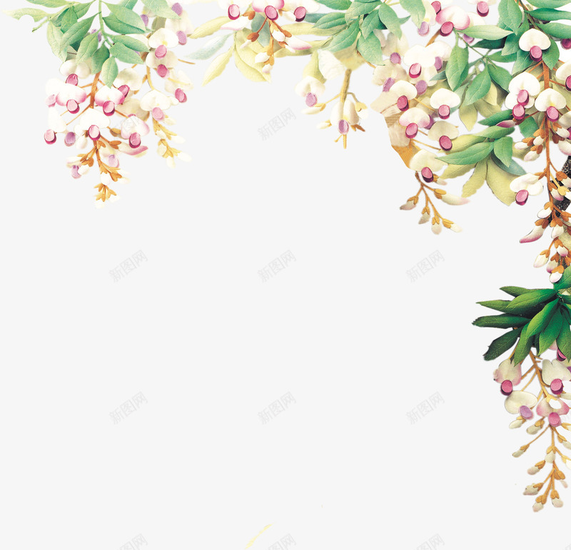 手绘温馨粉色花朵边框植物png免抠素材_88icon https://88icon.com 植物 温馨 粉色 花朵 边框