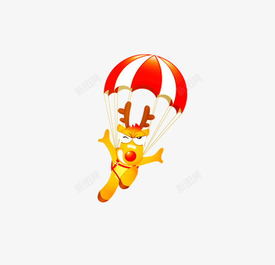 麋鹿降落伞png免抠素材_88icon https://88icon.com 创意 卡通 可爱 圣诞 降落伞