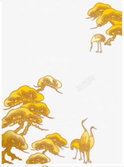 中国风金色松树花纹素材
