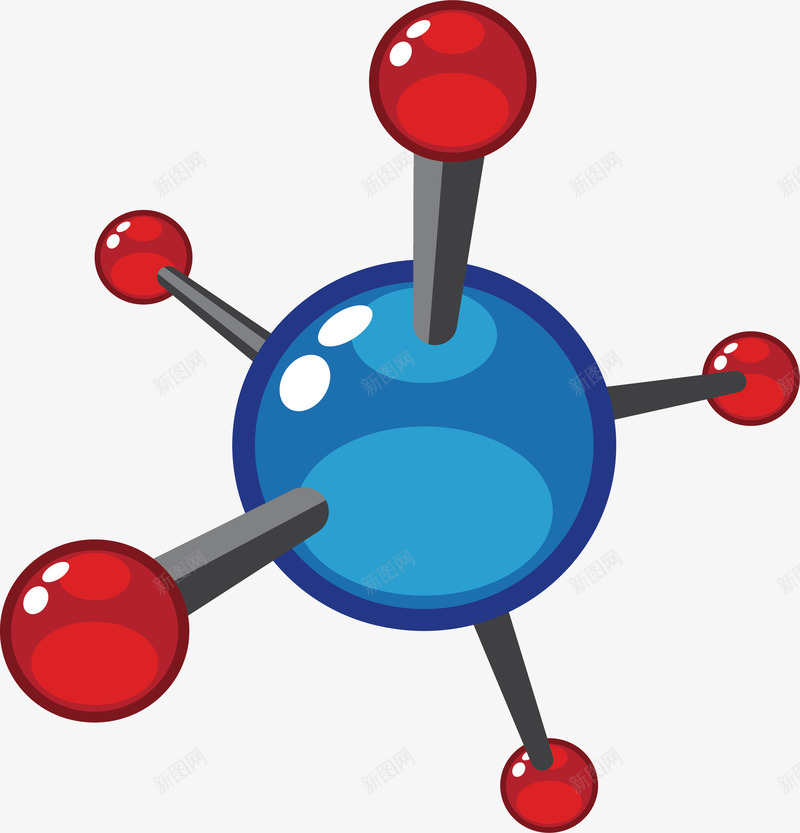 红蓝色分子结构矢量图ai免抠素材_88icon https://88icon.com 分子 分子物质 分子结构 矢量png 科技感 结构体 矢量图