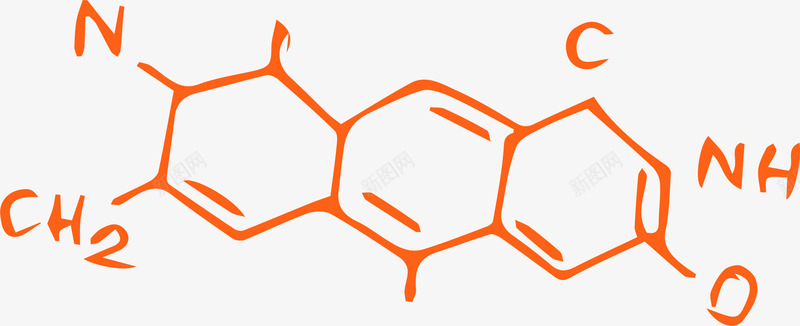 手绘红色结构式矢量图ai免抠素材_88icon https://88icon.com 化学 化学结构式 手绘 有机化学 芳香烃 苯环 矢量图