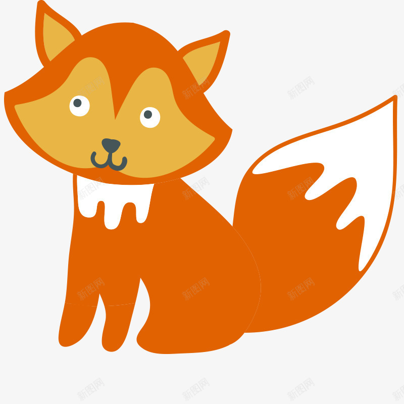 卡通扁平化可爱动物欢乐png免抠素材_88icon https://88icon.com 动物 卡通 可爱 扁平化 欢乐 狐狸