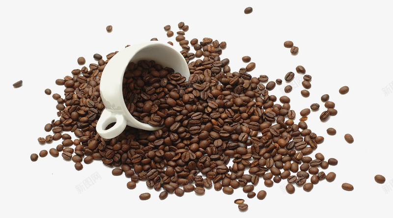 洒落的咖啡豆png免抠素材_88icon https://88icon.com 产品实物 杯子 棕色 白色