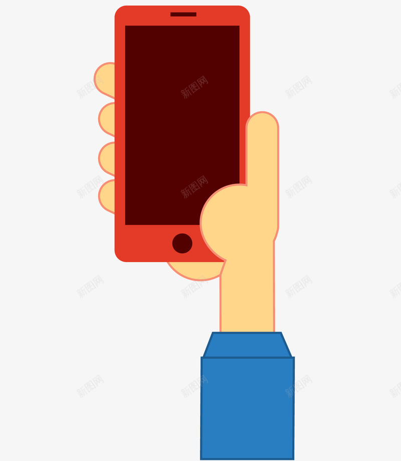 手拿红色手机png免抠素材_88icon https://88icon.com 手 玩手机 电子产品 红色手机