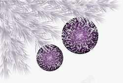 紫色吊球圣诞节紫色松叶装饰高清图片
