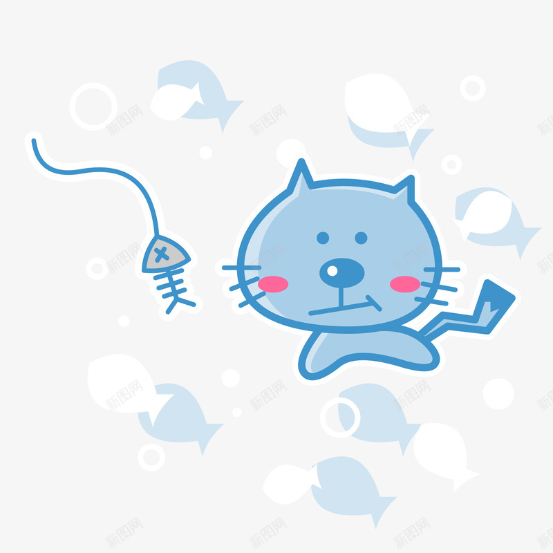 卡通蓝色猫咪png免抠素材_88icon https://88icon.com 卡通猫咪 卡通蓝色猫咪免费pnbg下载 猫咪与骨头矢量素材 蓝色猫咪