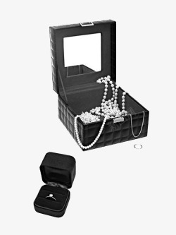 黑色首饰盒珍珠链子素材