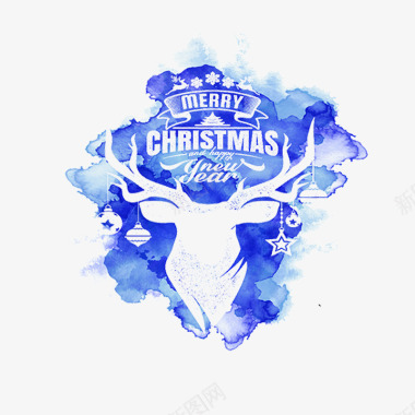 麋鹿蓝色圣诞节图标图标