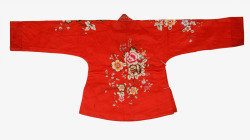 短衫红色长袖花卉底纹旗袍高清图片