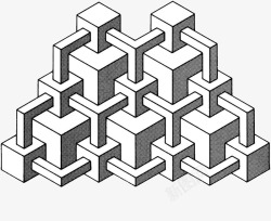 黑白方体和角体拼接图案素材
