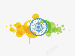 圆形拼接印度独立日矢量图素材