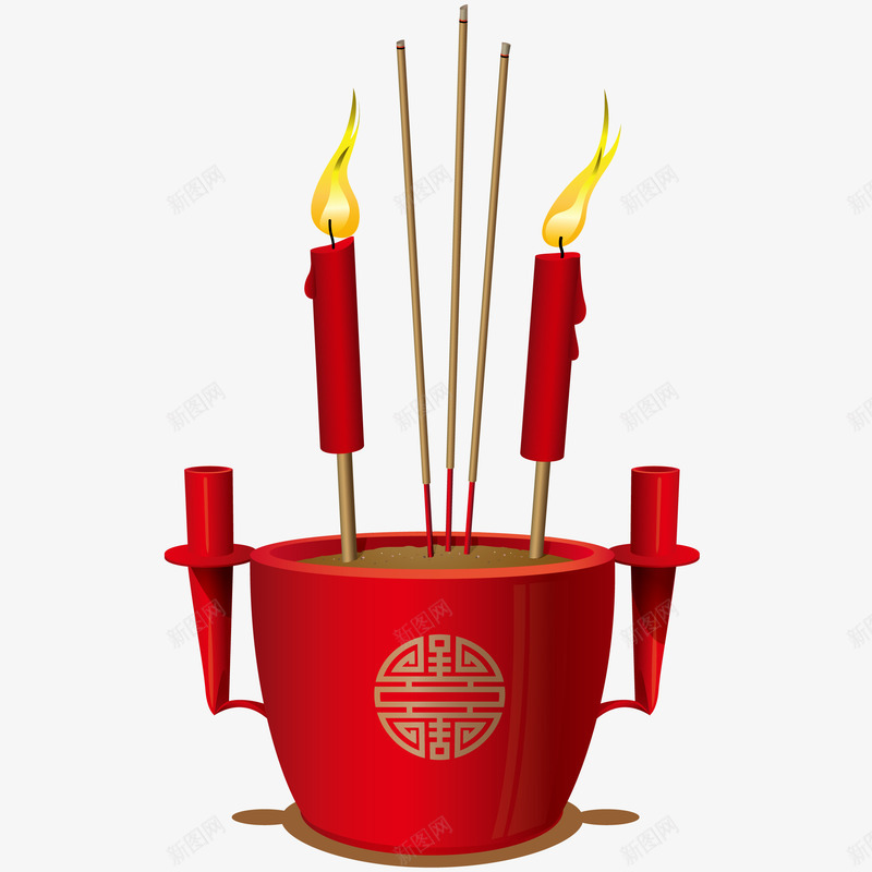 祭祀蜡烛和香插画矢量图ai免抠素材_88icon https://88icon.com 中元节 免抠PNG 归结 祭品 祭祀蜡烛和香插画 蜡烛 香 矢量图