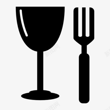 玻璃杯玻璃杯和叉子图标图标