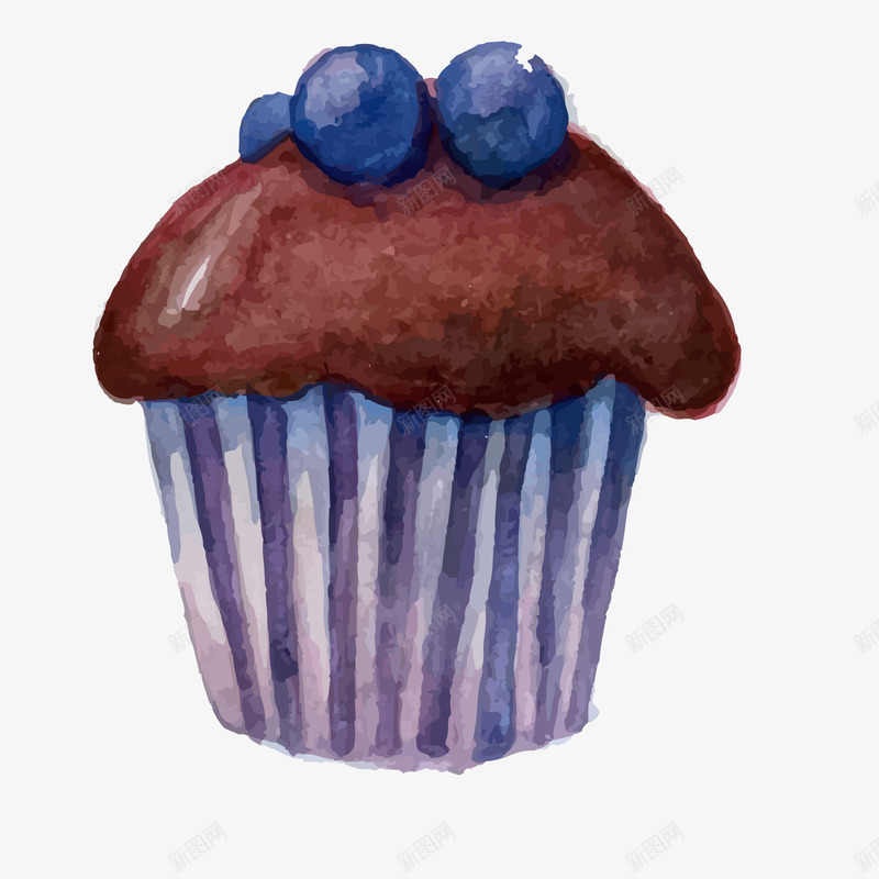 水彩手绘蛋糕矢量图ai免抠素材_88icon https://88icon.com 彩绘 手绘 水彩 美食 蓝莓 蛋糕 食物 矢量图