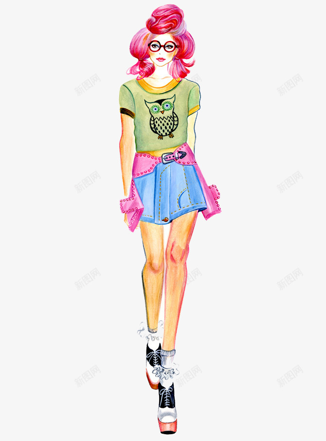 小清新套装服装稿png免抠素材_88icon https://88icon.com T台秀 新款 时尚周 服饰 模特 裙装