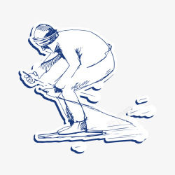 手绘卡通滑雪人物形象素材