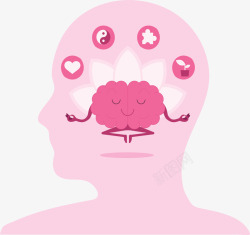 粉红色大脑精神健康矢量图素材