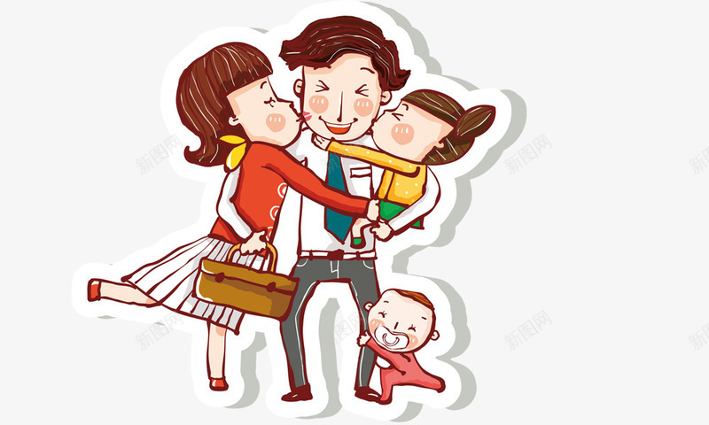 手绘一家人5png免抠素材_88icon https://88icon.com 一家四口 手绘一家人 温馨