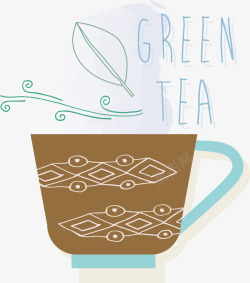 卡通绿茶茶杯矢量图素材