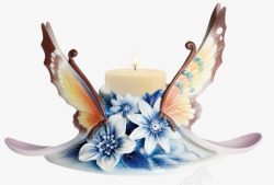 蝴蝶与花烛台素材