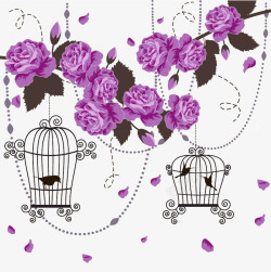 紫色典雅的鸟笼元素素材