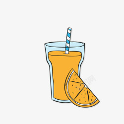 一杯橙色的橙子汁饮料矢量图素材