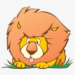 草丛中吐舌头的狮子素材