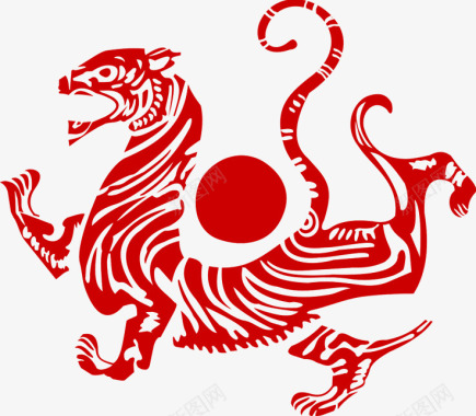 红色狮子传统图标图标
