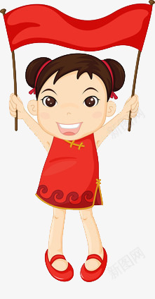 举着条幅的女孩卡通png免抠素材_88icon https://88icon.com 学生 宣传 红色