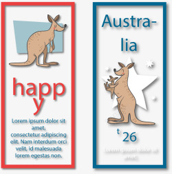 可爱袋鼠澳大利亚节日条幅素材