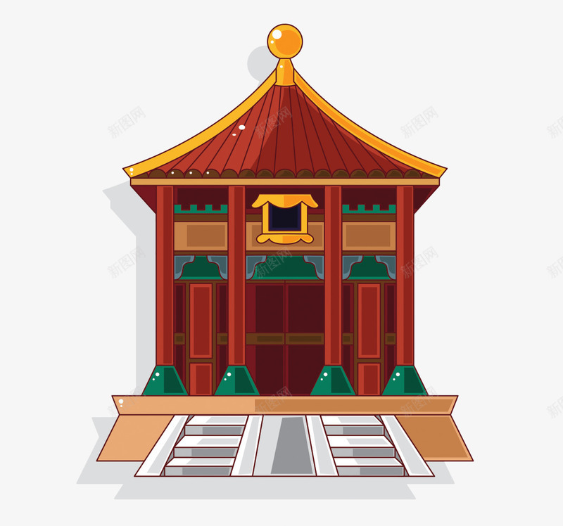 卡通古建筑png免抠素材_88icon https://88icon.com 其他 卡通 古建筑 红色