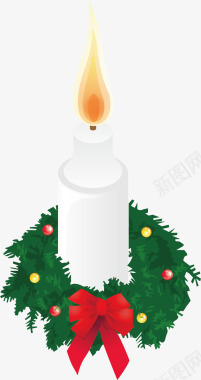 圣诞花环蜡烛白色圣诞节蜡烛矢量图图标图标