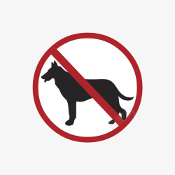 红色卡通动物警告牌禁止宠物入内素材