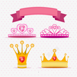 4款卡通公主王冠矢量图素材