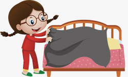 鞭子穿睡衣的女孩和床矢量图高清图片