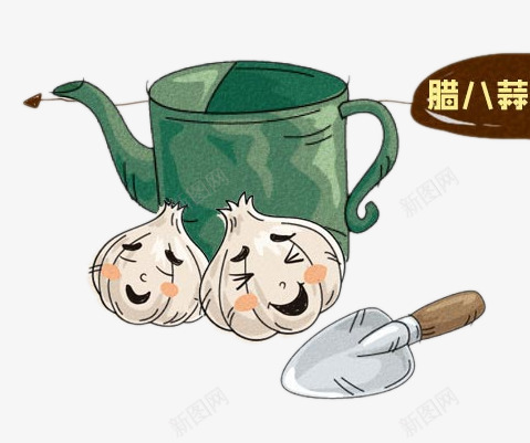 卡通腊八蒜png免抠素材_88icon https://88icon.com 卡通腊八蒜 大蒜 杯子 糖蒜 腊八节元素 节日元素 铲子