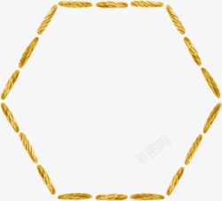黄色毛线六边形边框素材